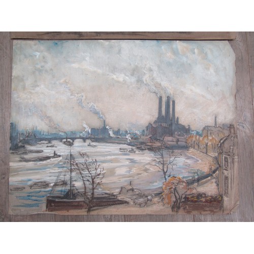 7004 - SIDNEY DENNANT-MOSS R.B.A (1884-1946) Two unframed and unsigned pastel on paper scenes of Battersea ... 