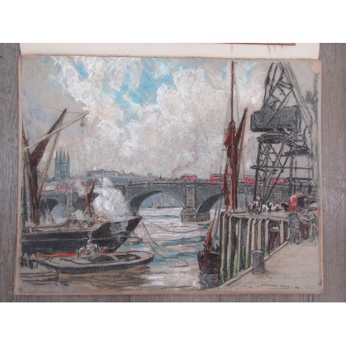 7005 - SIDNEY DENNANT-MOSS R.B.A (1884-1946) Three unframed pastel on paper of Thames bridges scenes. All s... 