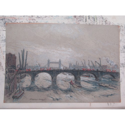 7005 - SIDNEY DENNANT-MOSS R.B.A (1884-1946) Three unframed pastel on paper of Thames bridges scenes. All s... 