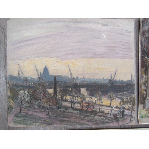 7003 - SIDNEY DENNANT-MOSS R.B.A (1884-1946) Three unframed pastel on paper scenes of St Pauls Cathedral, L... 