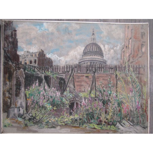 7003 - SIDNEY DENNANT-MOSS R.B.A (1884-1946) Three unframed pastel on paper scenes of St Pauls Cathedral, L... 