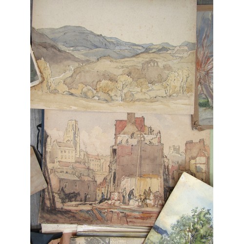 7007 - SIDNEY DENNANT-MOSS R.B.A (1884-1946) A large art folder of various works on paper, watercolour, pas... 