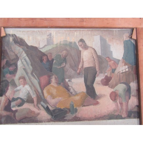 7021 - DEREK EXELL (XX) An unframed oil on canvas, street scene. Signed bottom left and dated ’57. Canvas r... 