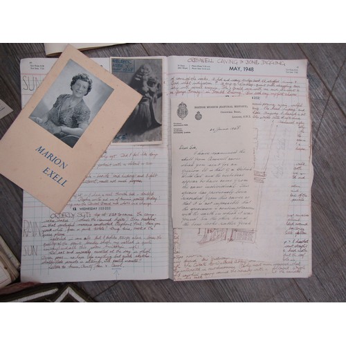 7027 - A small suitcase containing ephemera of Derek Exell, some of his diaries including his time at Great... 