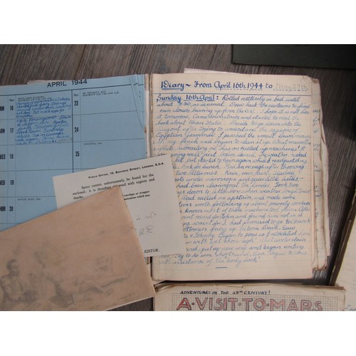 7027 - A small suitcase containing ephemera of Derek Exell, some of his diaries including his time at Great... 