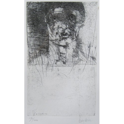 7036 - LEONARD BASKIN (1922-2000) A framed and glazed limited edition etching, portrait of a man. Pencil si... 