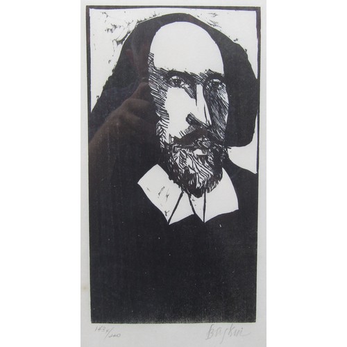 7035 - LEONARD BASKIN (1922-2000) A framed and glazed limited edition woodcut, portrait of William Shakespe... 