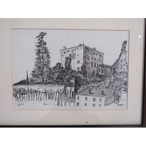 7042 - PAUL WINNER (1934-2019) Eight framed and glazed prints of pen and ink drawings of the 1970's of vari... 