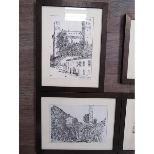 7042 - PAUL WINNER (1934-2019) Eight framed and glazed prints of pen and ink drawings of the 1970's of vari... 