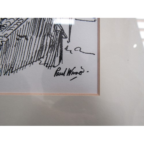 7042 - PAUL WINNER (1934-2019) Eight framed and glazed prints of pen and ink drawings of the 1970's of vari... 