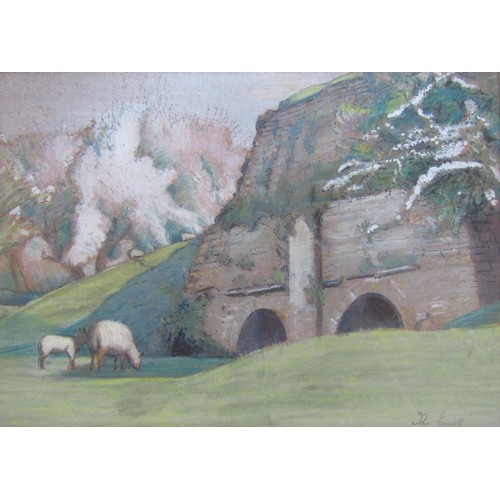 7045 - HERBERT BARNARD JOHN EVERETT (1876-1949) A framed and glazed watercolour, scene at Corfe Castle. Sig... 