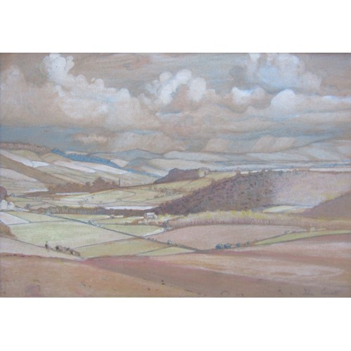 7046 - HERBERT BARNARD JOHN EVERETT (1876-1949) A framed and glazed watercolour, South Downs landscape. Sig... 