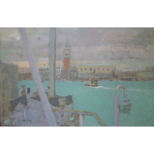 7044 - FRED CUMING RA, N.E.A.C (1930-2022) (ARR) A framed oil on board titled 'Venice'. Signed lower left. ... 