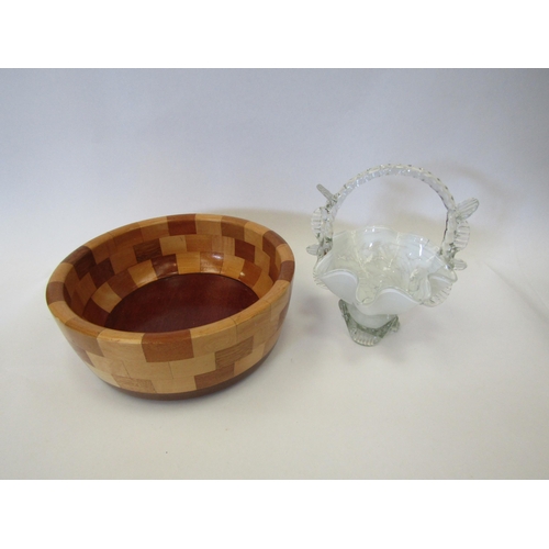 1179 - A Cambridge Ware wooden fruit bowl and a glass basket (2)  (R)  £0