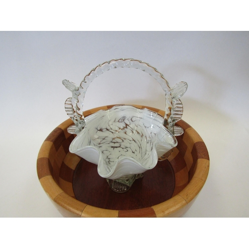1179 - A Cambridge Ware wooden fruit bowl and a glass basket (2)  (R)  £0