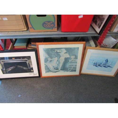 1206 - A framed photograph of Tower Bridge, Attic Room by Louis Icart print and Rosemary Humphries 
