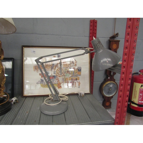 1218 - A Luxo metal anglepoise style lamp on heavy cast base, (a/f missing spring retainer)