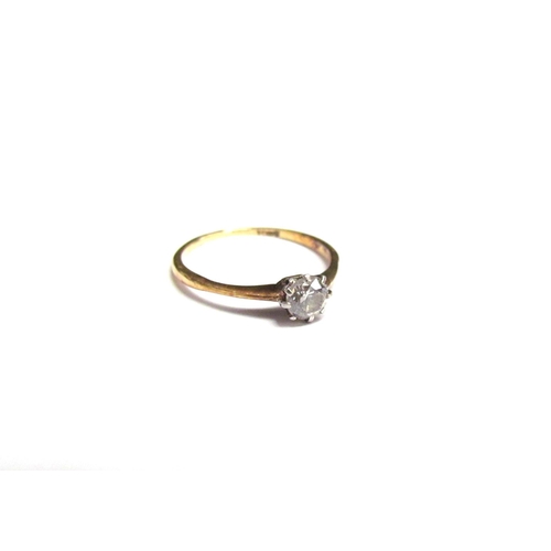 8079 - A diamond solitaire ring, on unmarked gold shank, 0.25ct approx. Size L, 1.3g