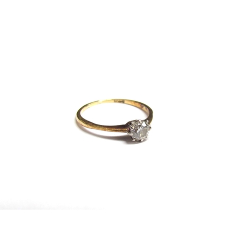 8079 - A diamond solitaire ring, on unmarked gold shank, 0.25ct approx. Size L, 1.3g