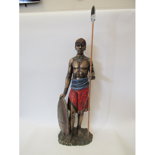 1187 - A Leonardo Collection cast resin figure of a Masai warrior holding spear, figure 62.5cm tall   (GROU... 