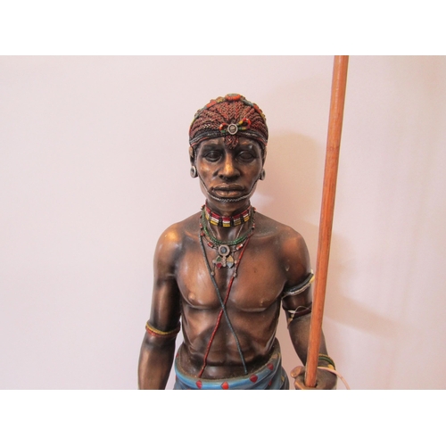 1187 - A Leonardo Collection cast resin figure of a Masai warrior holding spear, figure 62.5cm tall   (GROU... 