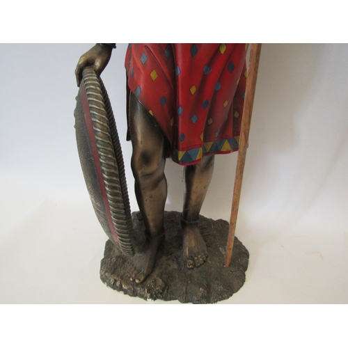 1187 - A Leonardo Collection cast resin figure of a Masai warrior holding spear, figure 62.5cm tall   (GROU... 
