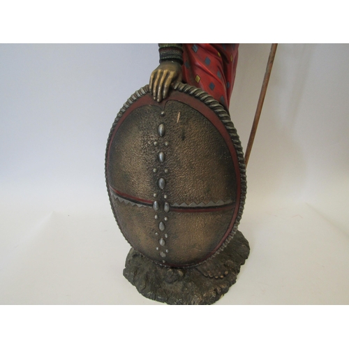 1187 - A Leonardo Collection cast resin figure of a Masai warrior holding spear, figure 62.5cm tall   (GROU... 