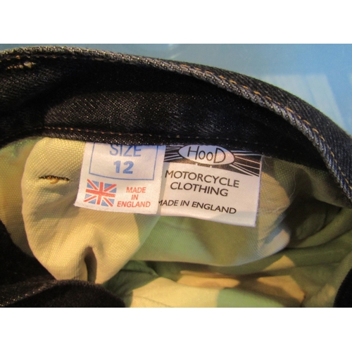 1194 - A Gallanto gents leather jacket, Ashman ladies leather jacket and a pair of Hood motorcycle jeans (3... 