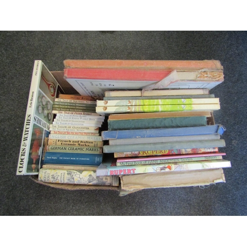 1201 - A box of books including Beatrix Potter, Rupert annuals, 30's  