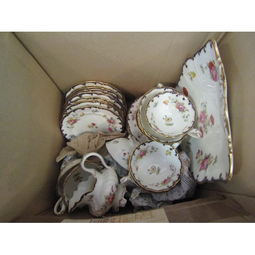 1214 - An early 20th Century Cauldon Ltd tea service with floral spray detail, blue and gilt border (some a... 