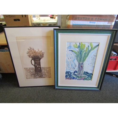 1216 - Two still life pictures of flowers in jugs, limited edition print No. 4/7, 49cm x 31cm image size an... 