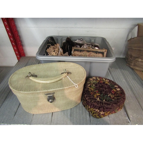 1219 - A collection of vintage evening bags, cap, jewellery box, etc.