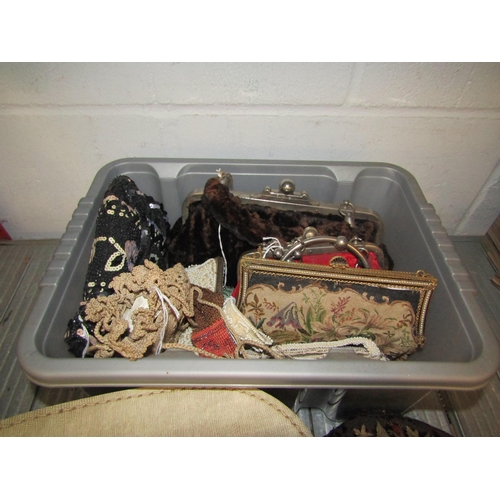 1219 - A collection of vintage evening bags, cap, jewellery box, etc.