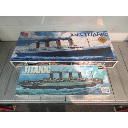 1223 - Two Titanic plastic model kits, comprising Revell 1/570 scale (sealed) and Academy 1/400 scale (2)