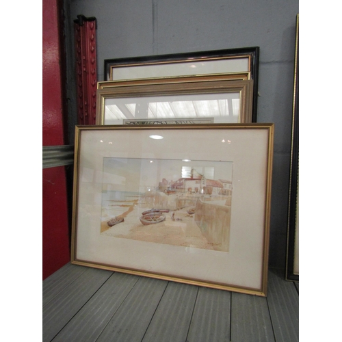 1228 - Four various framed and glazed watercolours including Mary E Galsworthy view of Sheringham boat ship... 