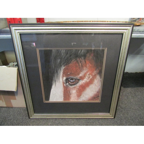 1236 - M.E. WALTERS: A gouache of a horse's eye. Signed lower right. Framed and glazed.  31.5cm x 22.5cm im... 