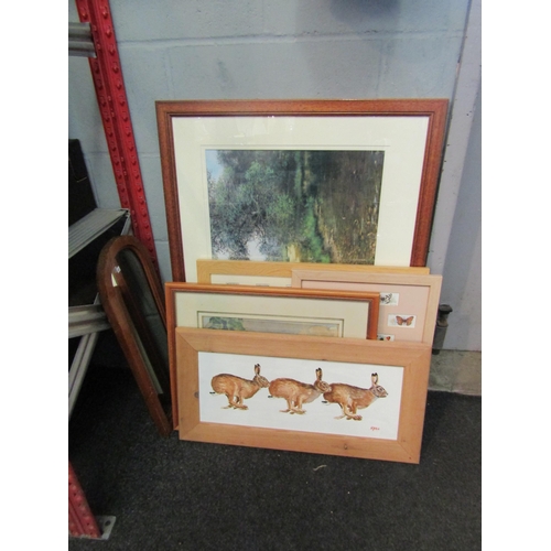 1237 - RYAN: Acrylic on board of running hares.  Signed lower right.  Framed.  19.5cm x 50cm image size.  A... 