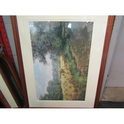 1237 - RYAN: Acrylic on board of running hares.  Signed lower right.  Framed.  19.5cm x 50cm image size.  A... 
