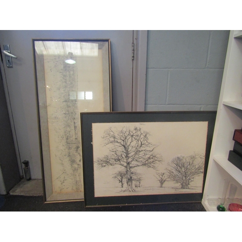 1238 - JOHN HARVEY (XX): A pencil panorama sketch, village in valley, signed and dated lower right ‘72, 38c... 