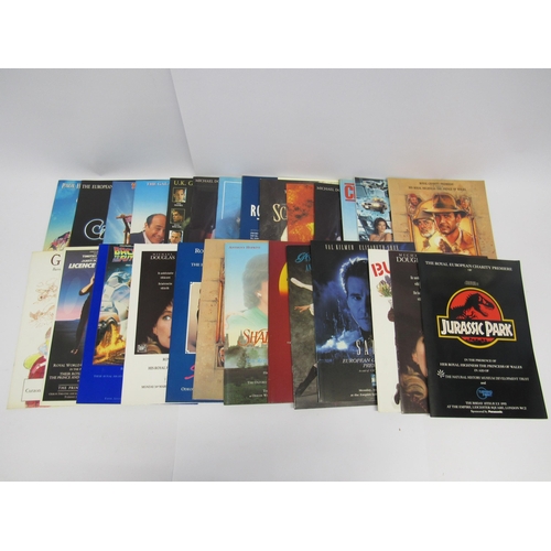 7316 - A collection of Royal European Premiere film programmes, 1980's-1990's, including Jurassic Park, Ind... 