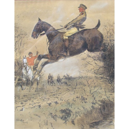 9042 - An original Snaffles watercolour CHARLES JOHNSON   PAYNE depicting military gentleman disrupting the... 