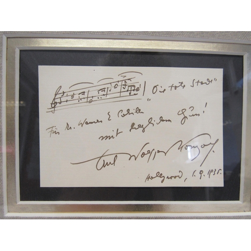 7277 - Erich Wolfgang Korngold (Austrian composer 1897-1957)- An autograph musical quotation signed in pen ... 