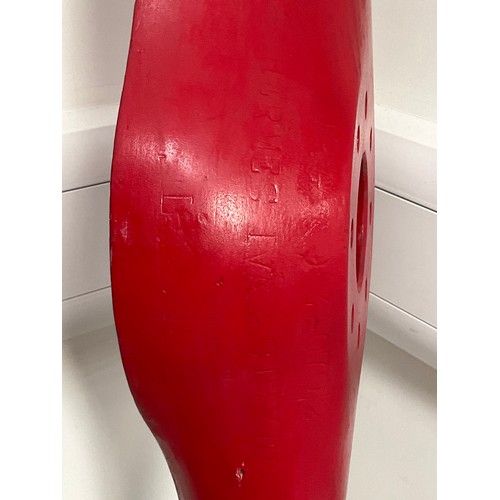 9001 - A Hermes Gypsy Tiger Moth propeller circa April 1939, part painted in red, original copper mounts. R... 