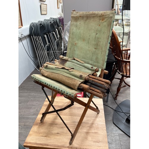 9020 - Three British campaign folding canvas chairs