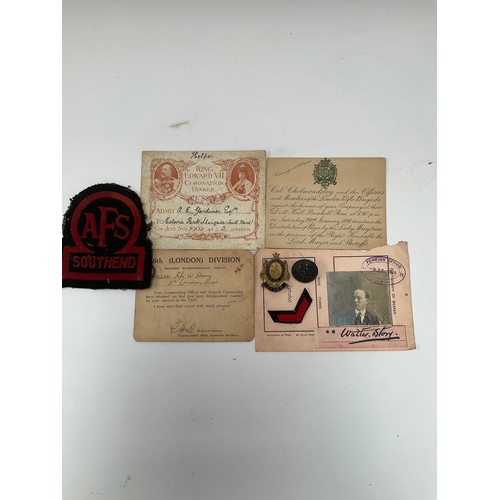 9120 - A collection of ephemera relating to RFN WALTER STORY 5TH LONDON REGIMENT together with a photograph... 