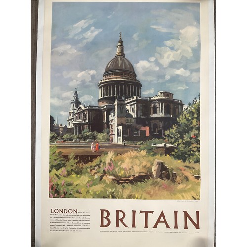 9121 - A 1950s original travel poster, Britain - London, depicting St. Paul's Cathedral, published by The B... 