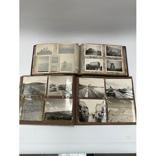 9122 - Two military WWII photograph albums, North Africa, containing images of The King, Churchill, Montgom... 