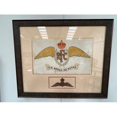 9044 - A WWI RFC (Royal Flying Corps) embroidery, framed and glazed  (C)