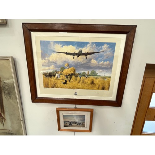 9045 - A limited-edition print of Lancaster bomber 'Safely Gathered In' signed by artist Trevor Lay, togeth... 