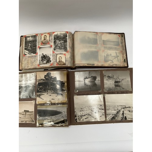 9122 - Two military WWII photograph albums, North Africa, containing images of The King, Churchill, Montgom... 